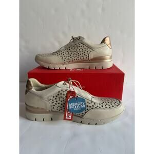 Pikolinos Cantabria Leather Sneakers Perforated Floral Nata Off White Sz 42 US11